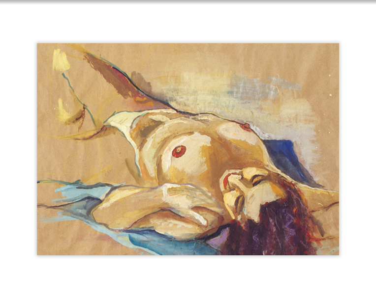  FEKVŐ AKT (akvarell, tempera A/2-es méret)